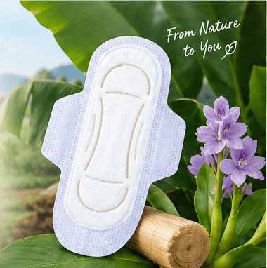 BioSanit pad among green leaves and flowers, with the words From Nature to You